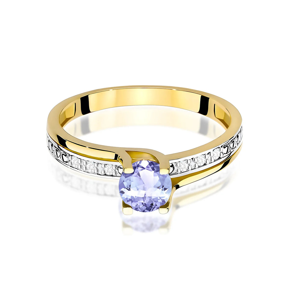 Gold Ring with 0.50ct Tansanit and 0.03ct Diamonds