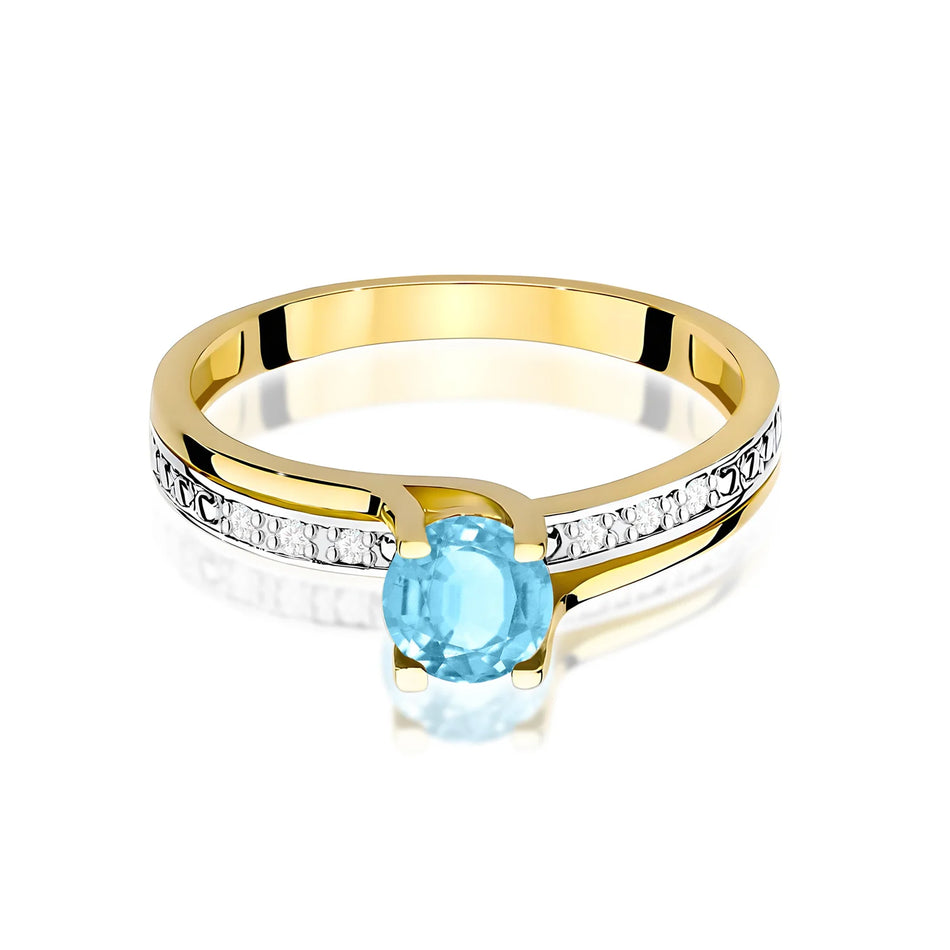 Gold Ring with 0.50ct Topaz and 0.03ct Diamonds