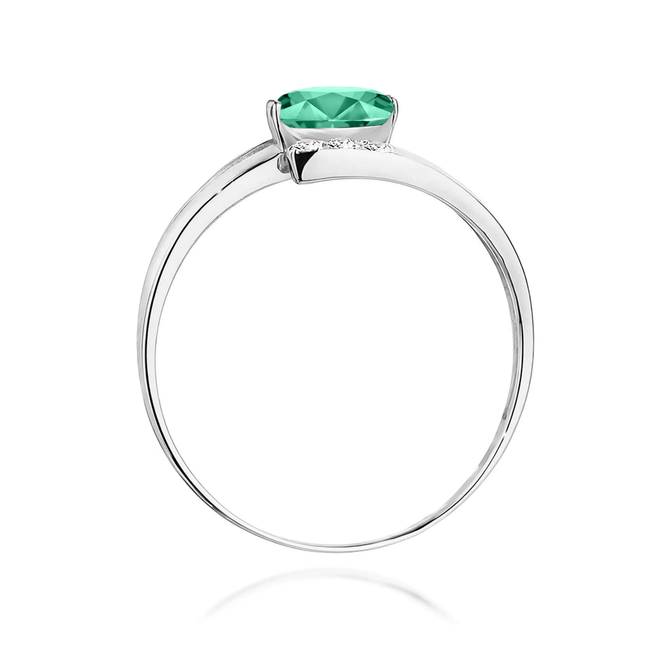 White Gold Ring with 0.40ct Emerald and 0.052ct Diamonds