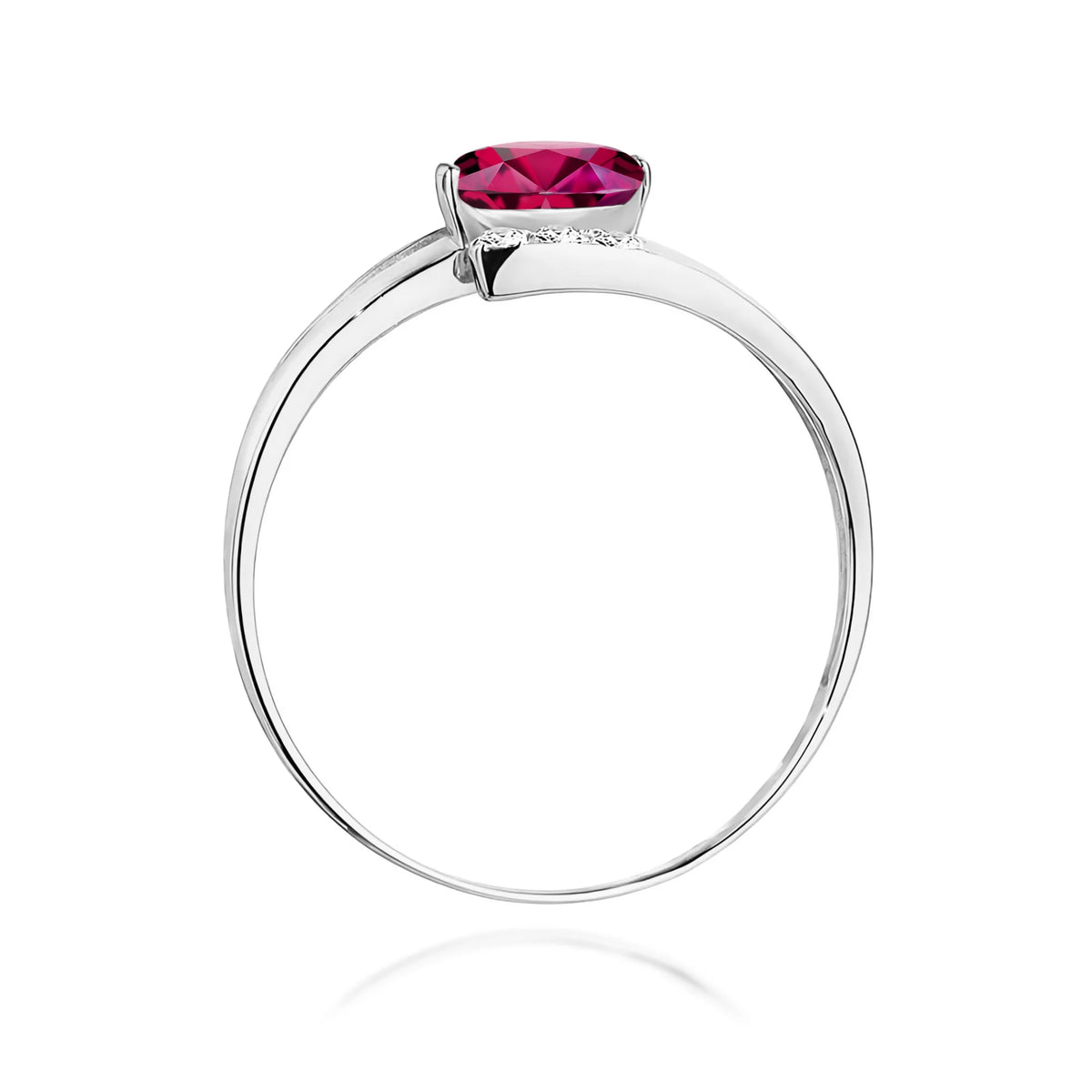 Prsteň z bieleho zlata s 0,50 ct rodolitom a 0,052 ct diamantmi