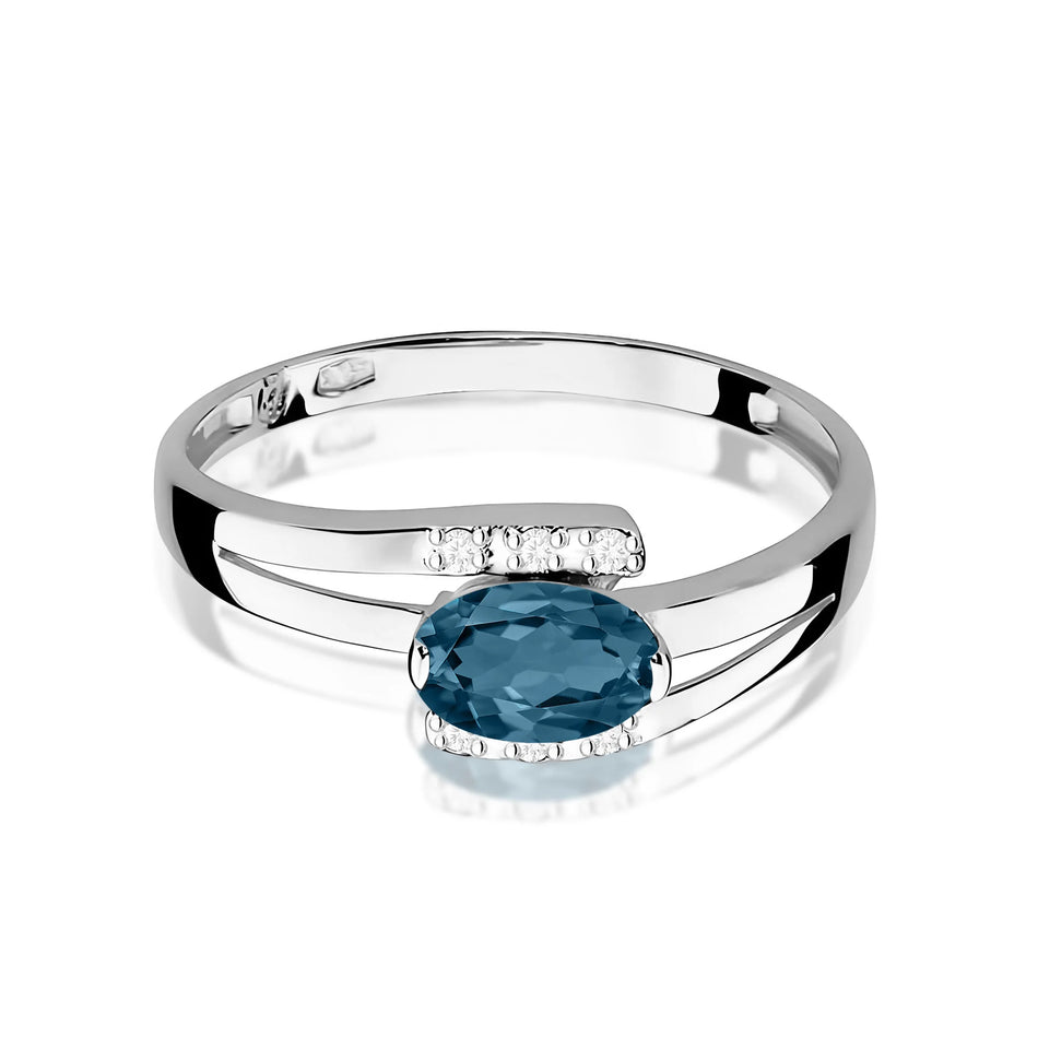 Zlatý prsteň s 0,50 ct topásom London Blue a 0,052 ct diamantmi
