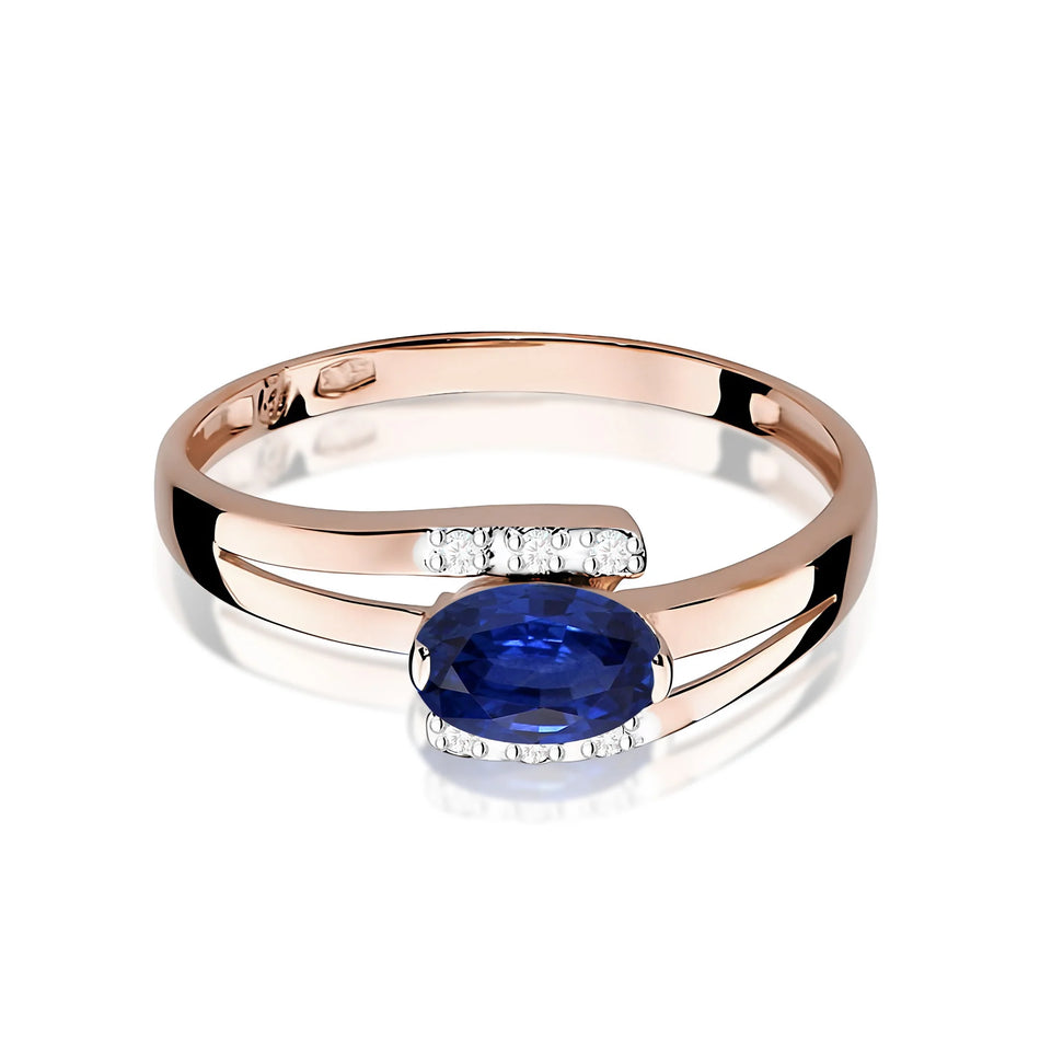 Gold Ring with 0.70ct Sapphire and 0.052ct Diamonds
