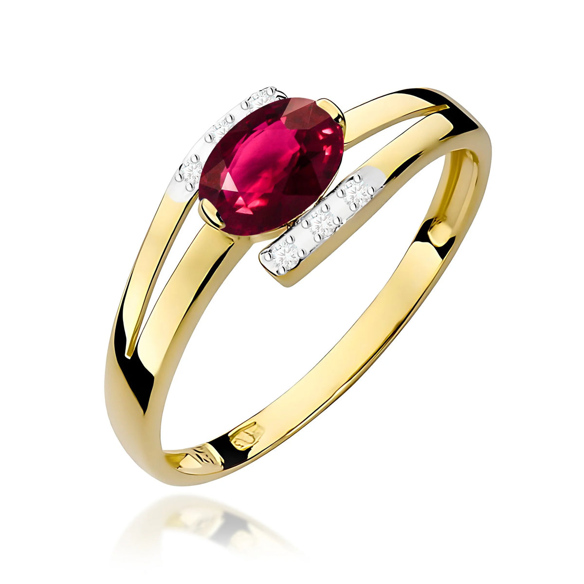 Zlatý prsteň s 0,50 ct rodolitom a 0,052 ct diamantmi