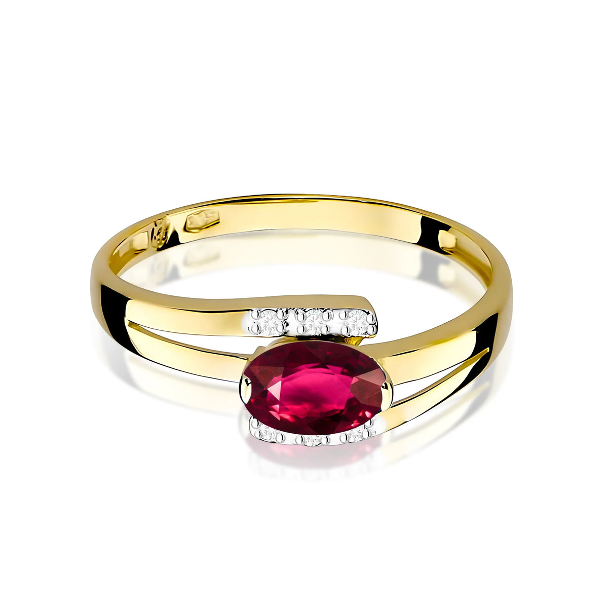 Zlatý prsteň s 0,50 ct rodolitom a 0,052 ct diamantmi