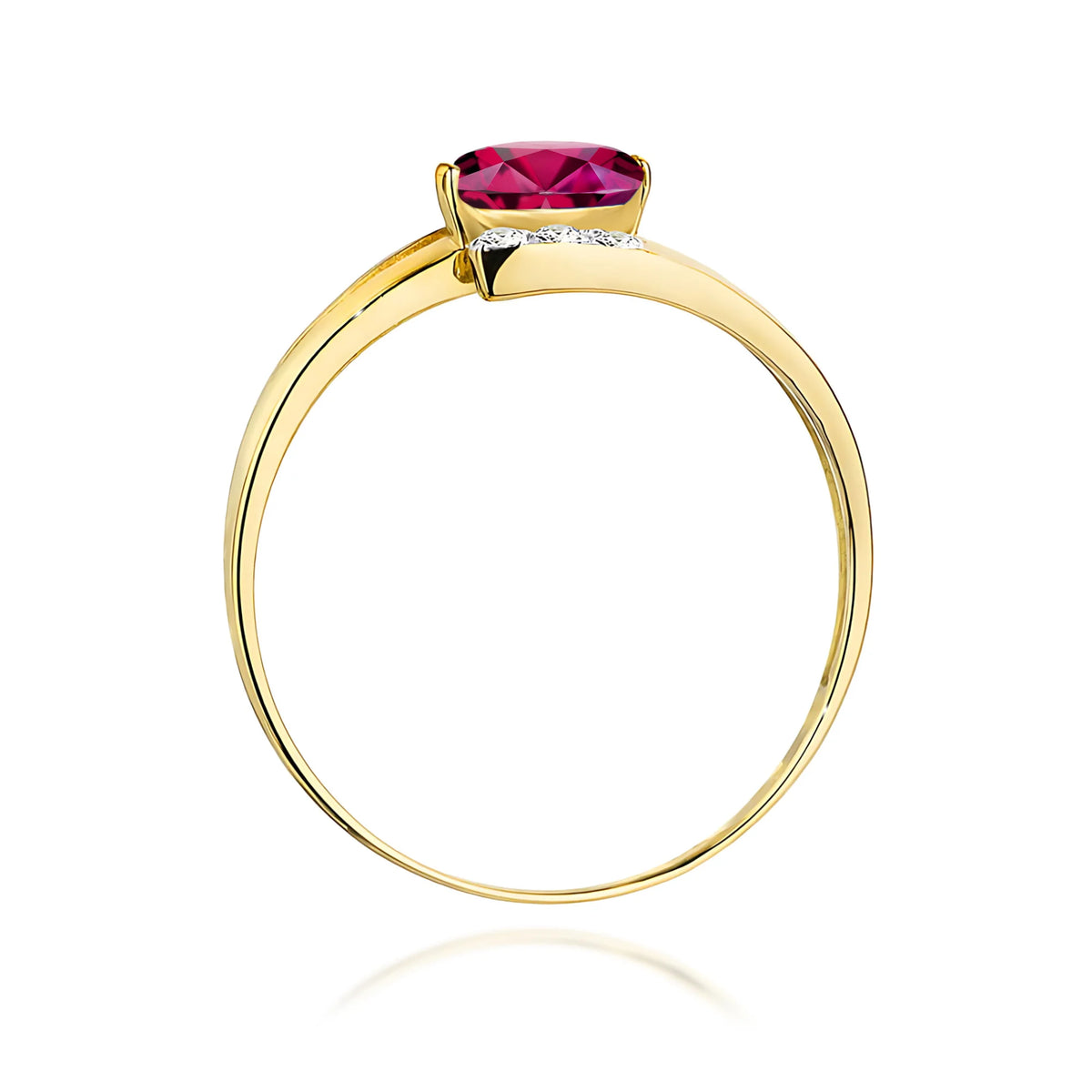 Zlatý prsteň s 0,50 ct rodolitom a 0,052 ct diamantmi