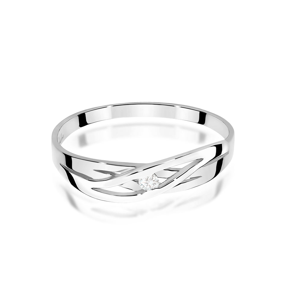 Prsteň z bieleho zlata s 0,04 ct diamantom