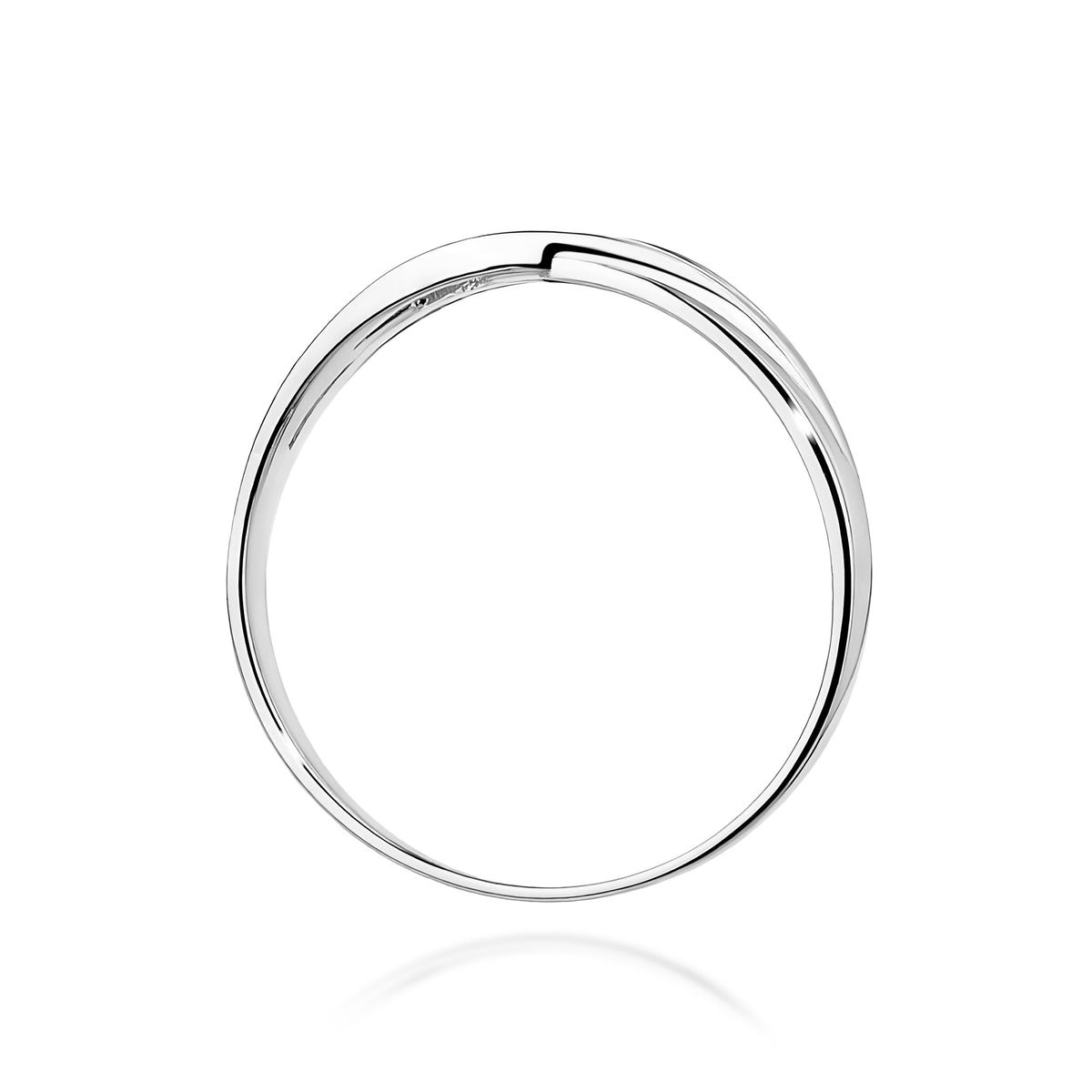 Prelamovaný prsteň z bieleho 14k zlata s okrúhlym diamantom 0,04 ct