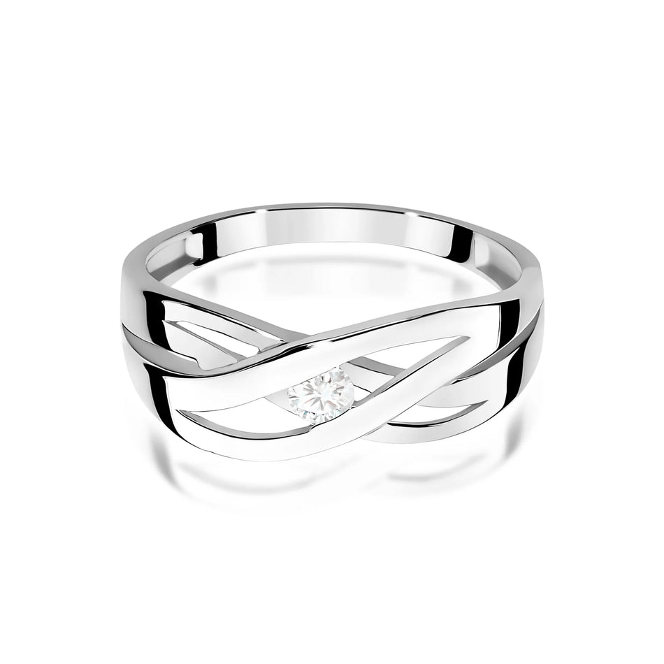 Prsteň z bieleho zlata s diamantom 0,10 ct