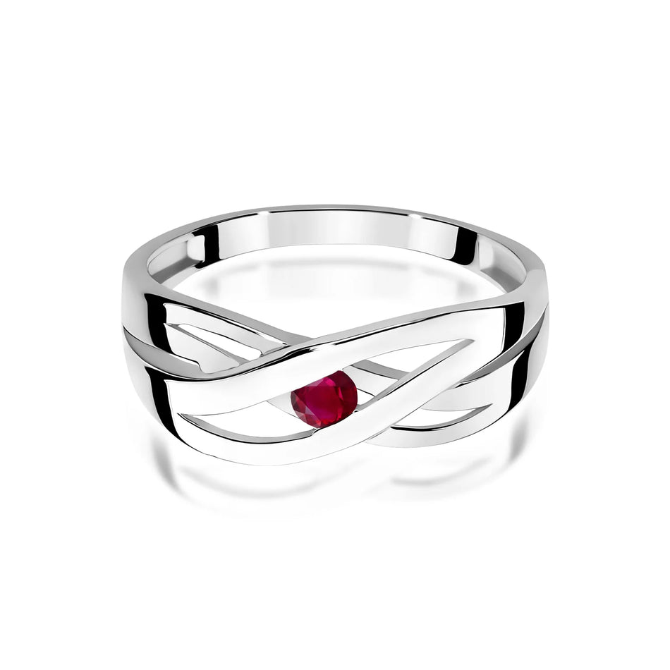 Prsteň z bieleho zlata s 0,15 ct rubínom