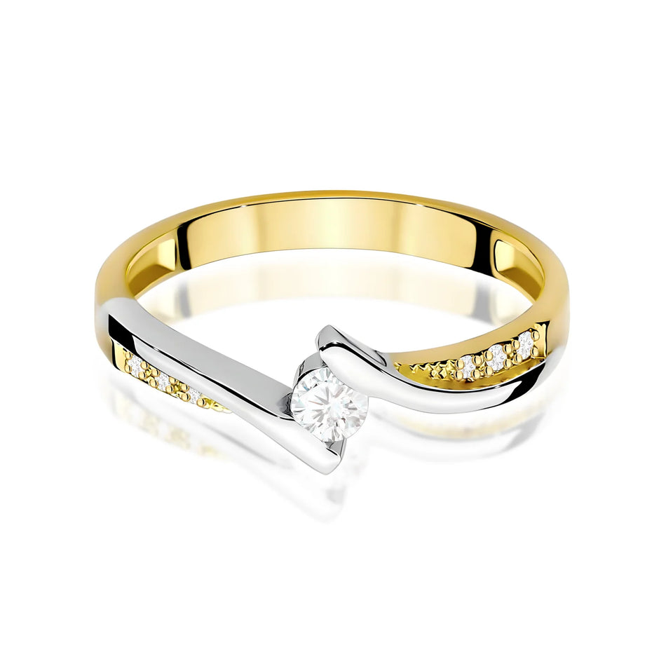 Zlatý prsteň s diamantmi 0,13 ct a 0,03 ct