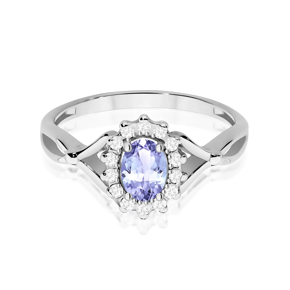 White Gold Ring with 0.40ct Tansanit and 0.12ct Diamonds