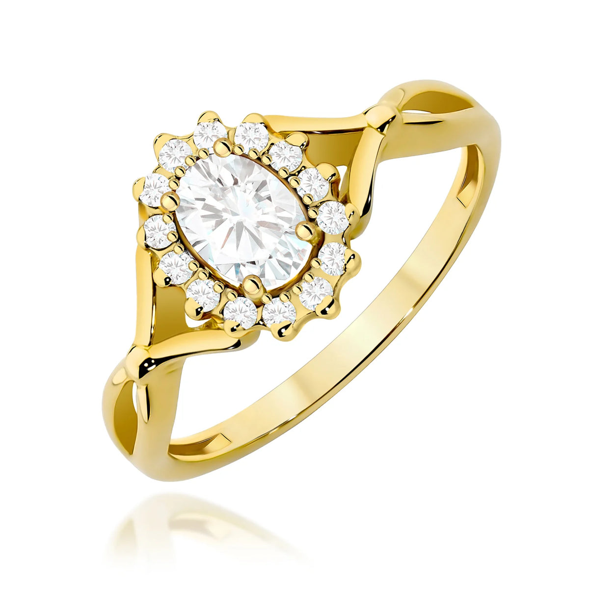 Prsteň zo žltého zlata s okrúhlym lab-grown diamantom 0,40 ct a 0,12 ct
