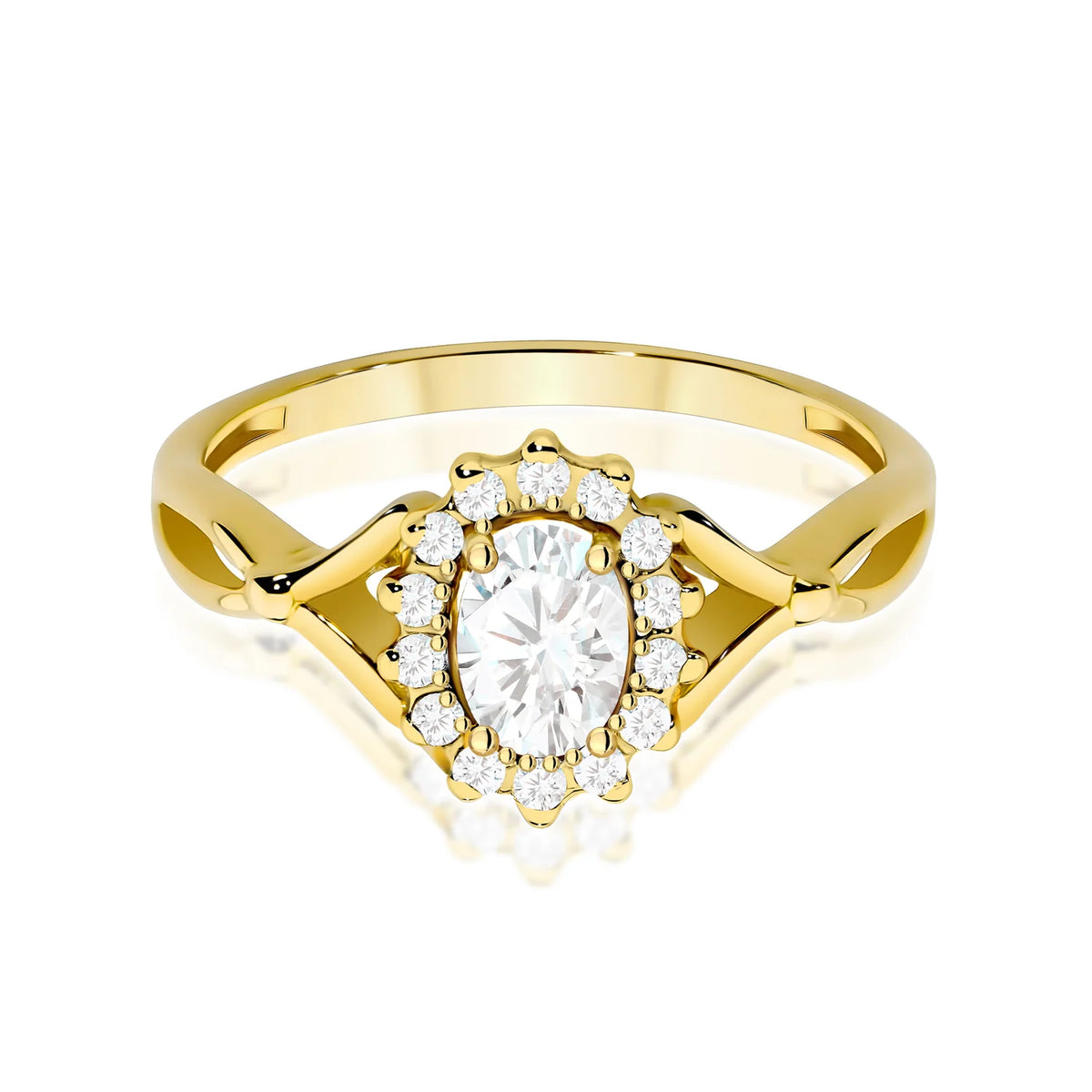 Prsteň zo žltého zlata s okrúhlym lab-grown diamantom 0,40 ct a 0,12 ct