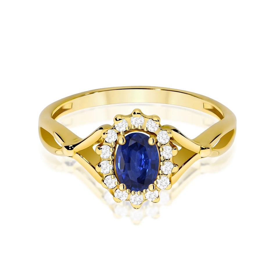 Gold Ring with 0.70ct Sapphire and 0.12ct Diamonds