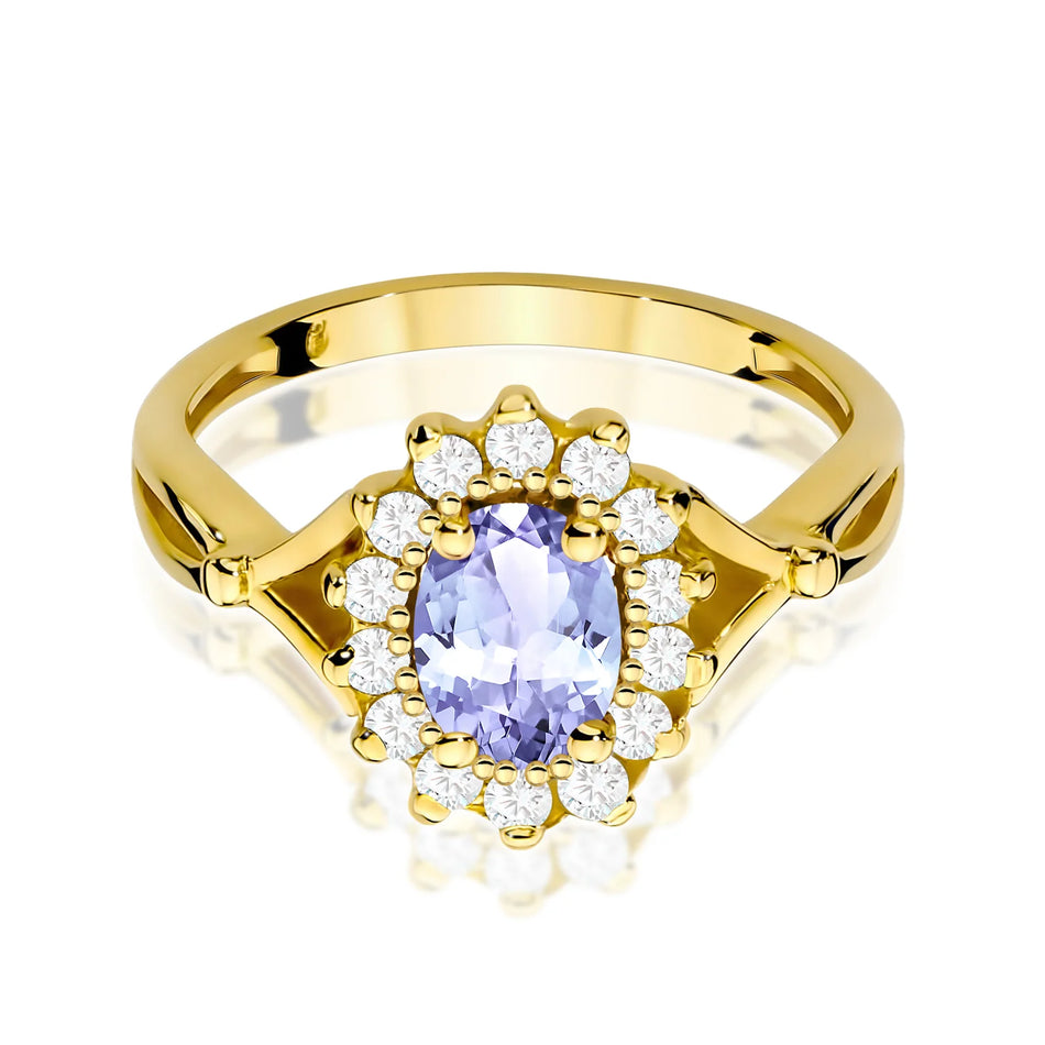 Gold Ring with 0.70ct Tansanit and 0.28ct Diamonds