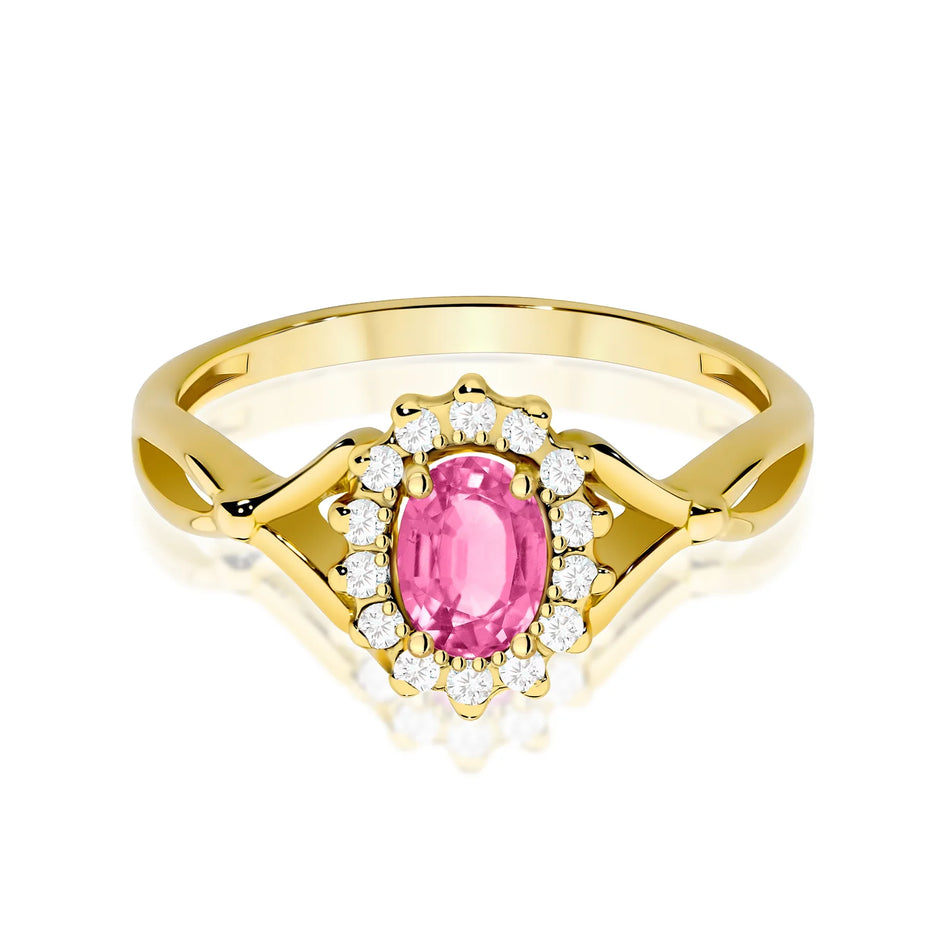 Gold Ring with 0.50ct Pink topaz and 0.28ct Diamonds