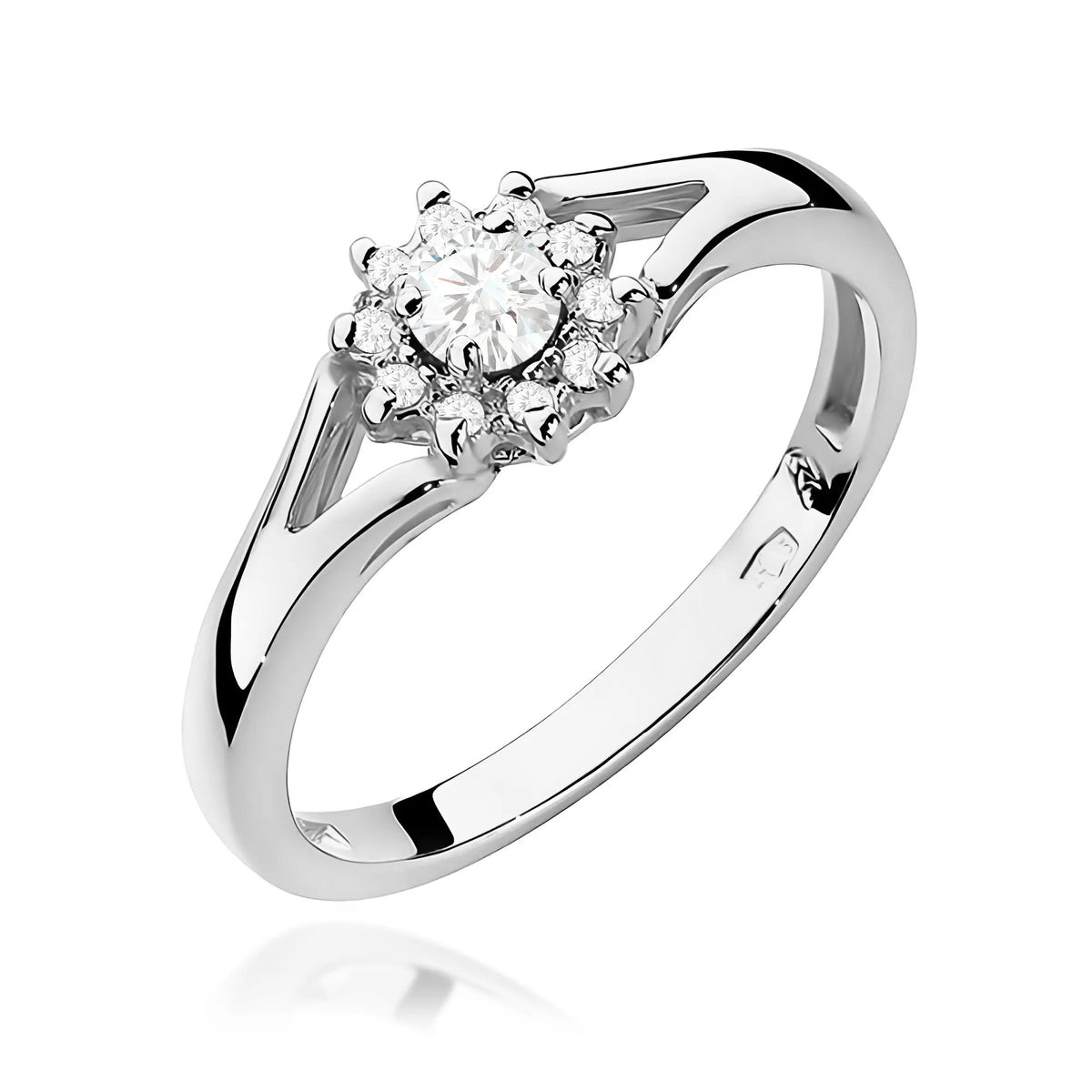 Zásnubný prsteň s diamantmi v 585 bielom zlate