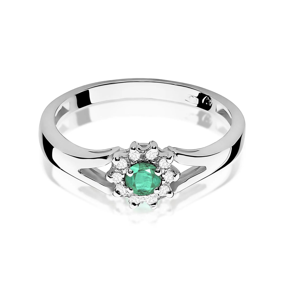 zlatý prsteň s 0,15 ct smaragdom a 0,086 ct diamantmi w0185-emg-01