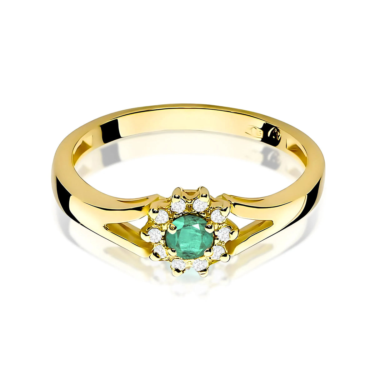 zlatý prsteň s 0,15 ct smaragdom a 0,086 ct diamantmi w0185-emg-01