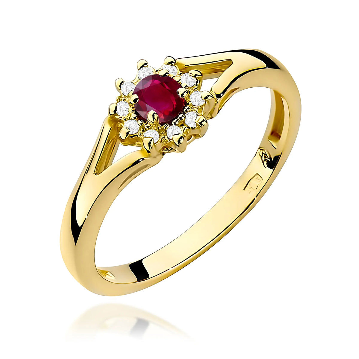 zlatý prsteň s 0,15 ct rubínom a 0,086 ct diamantmi w0185-rur-01