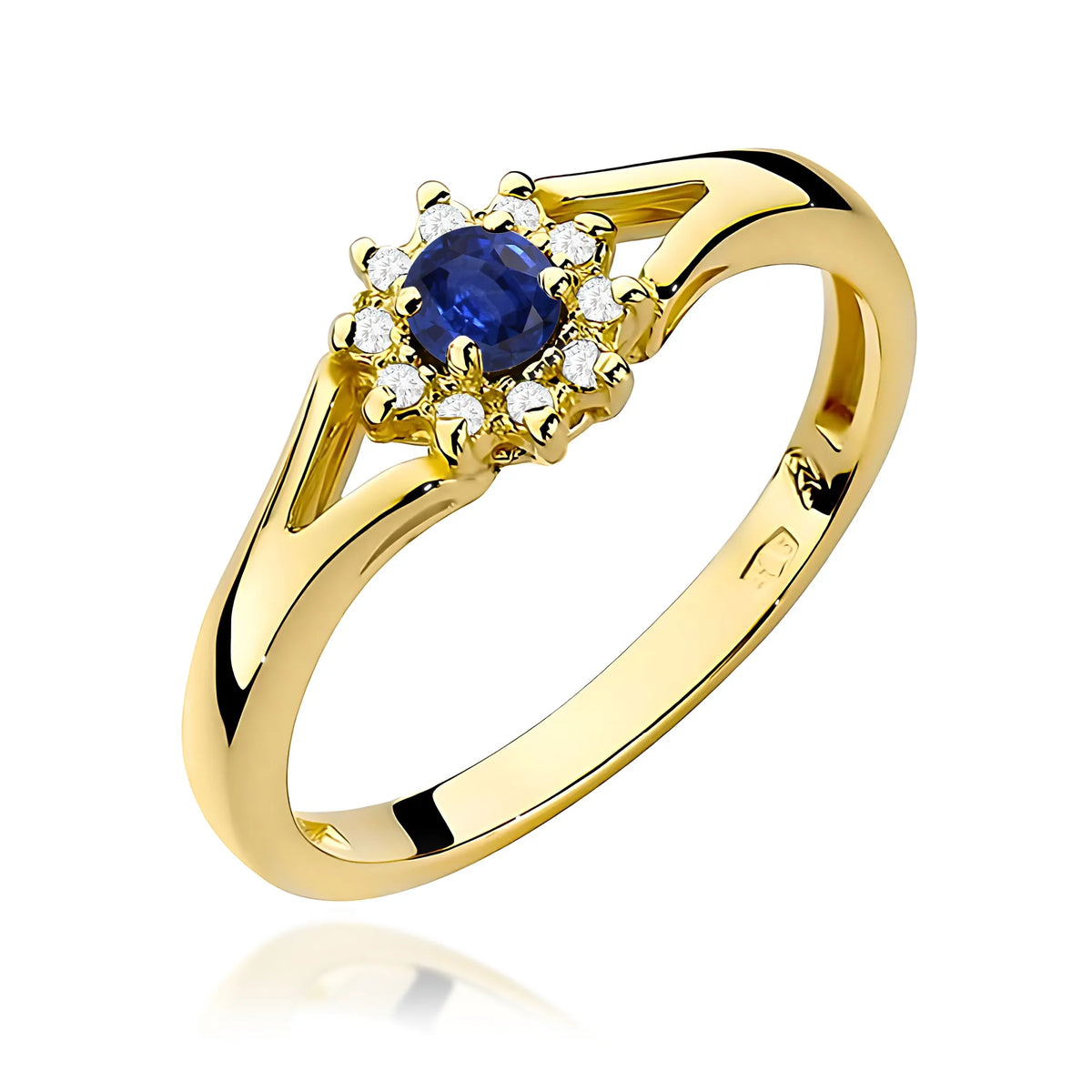 zlatý prsteň s 0,15 ct zafírom a 0,086 ct diamantmi w0185-sab-01