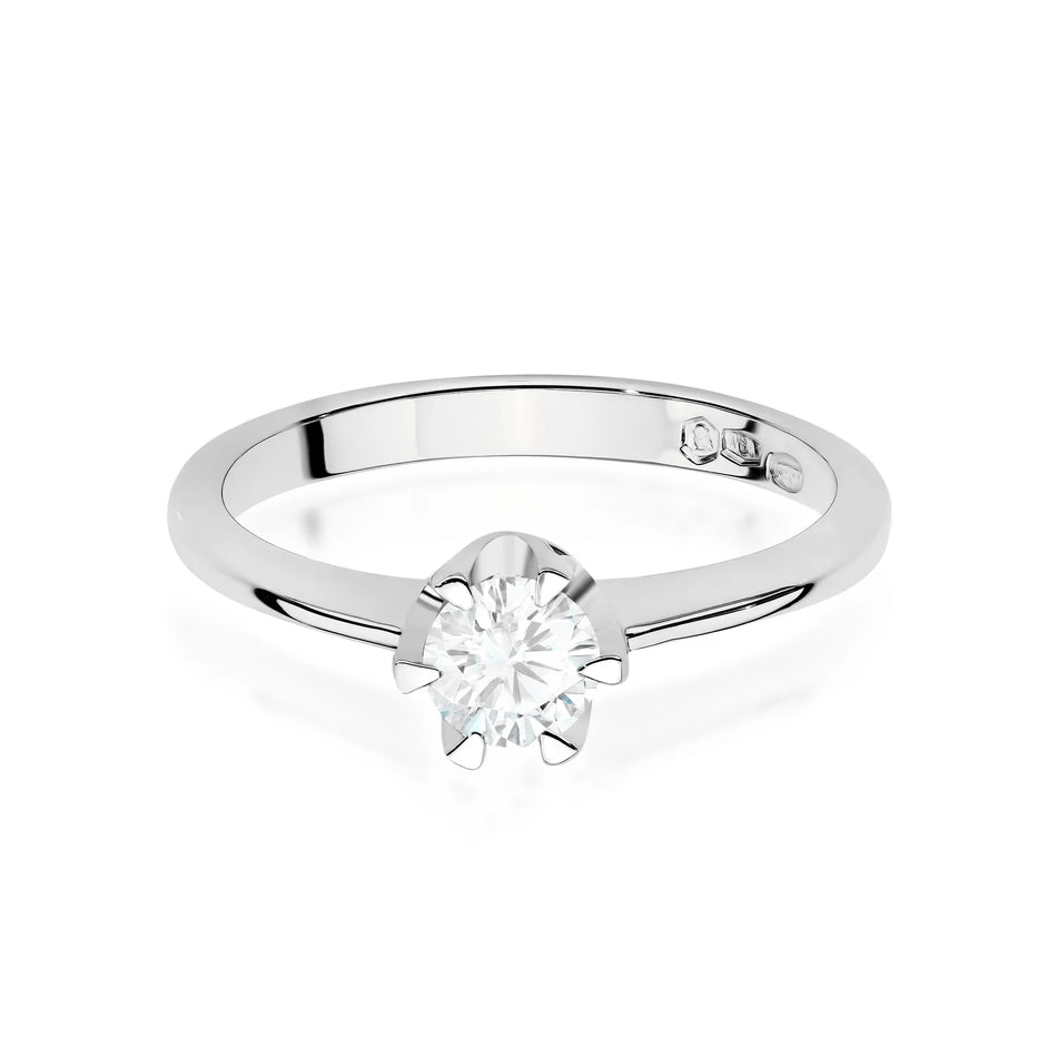 Prsteň z bieleho zlata s okrúhlym lab-grown diamantom 0,70 ct