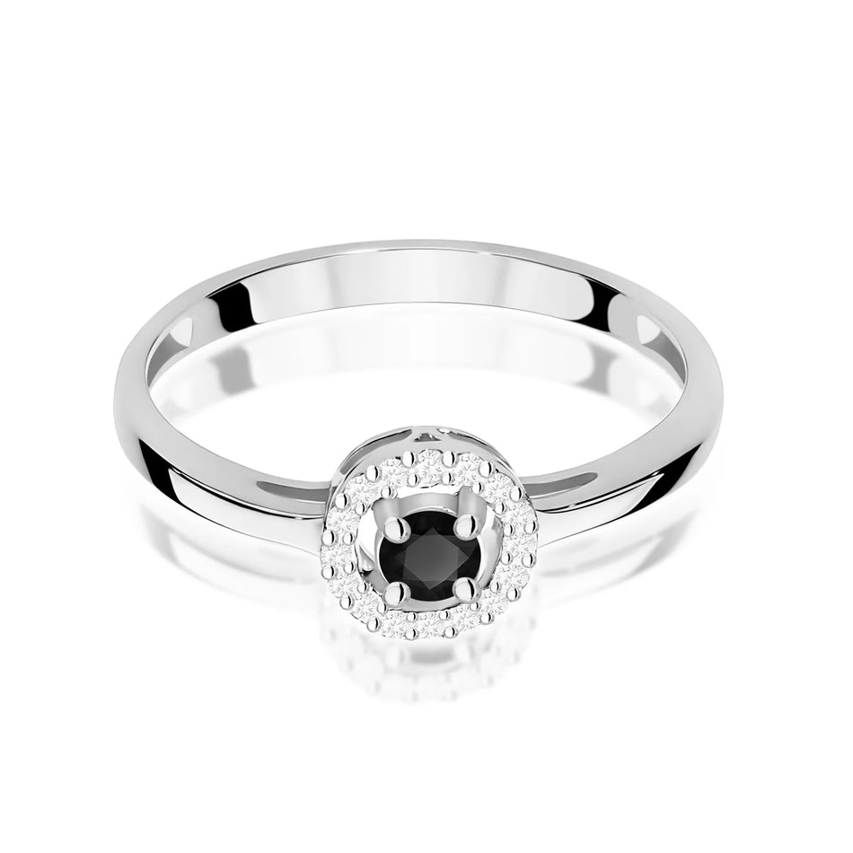 Prsteň z bieleho zlata s diamantmi 0,12 ct a 0,08 ct