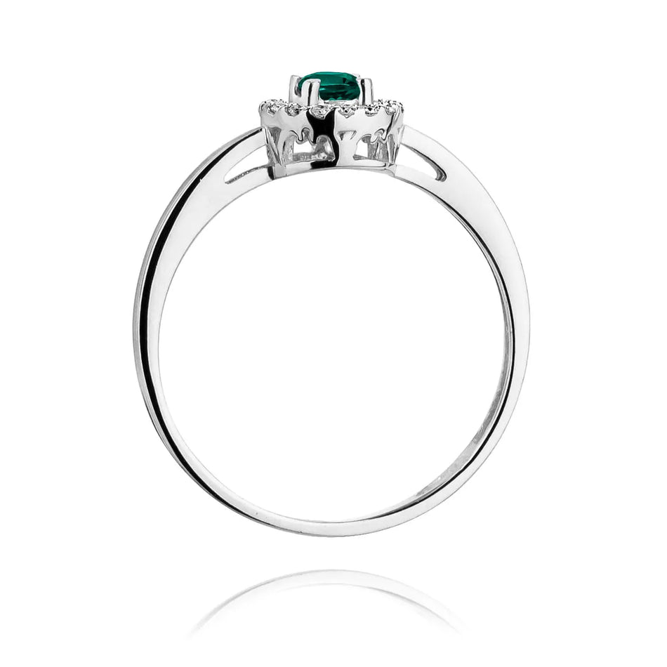 zlatý prsteň s 0,15 ct smaragdom a 0,08 ct diamantmi w0238-emg-01