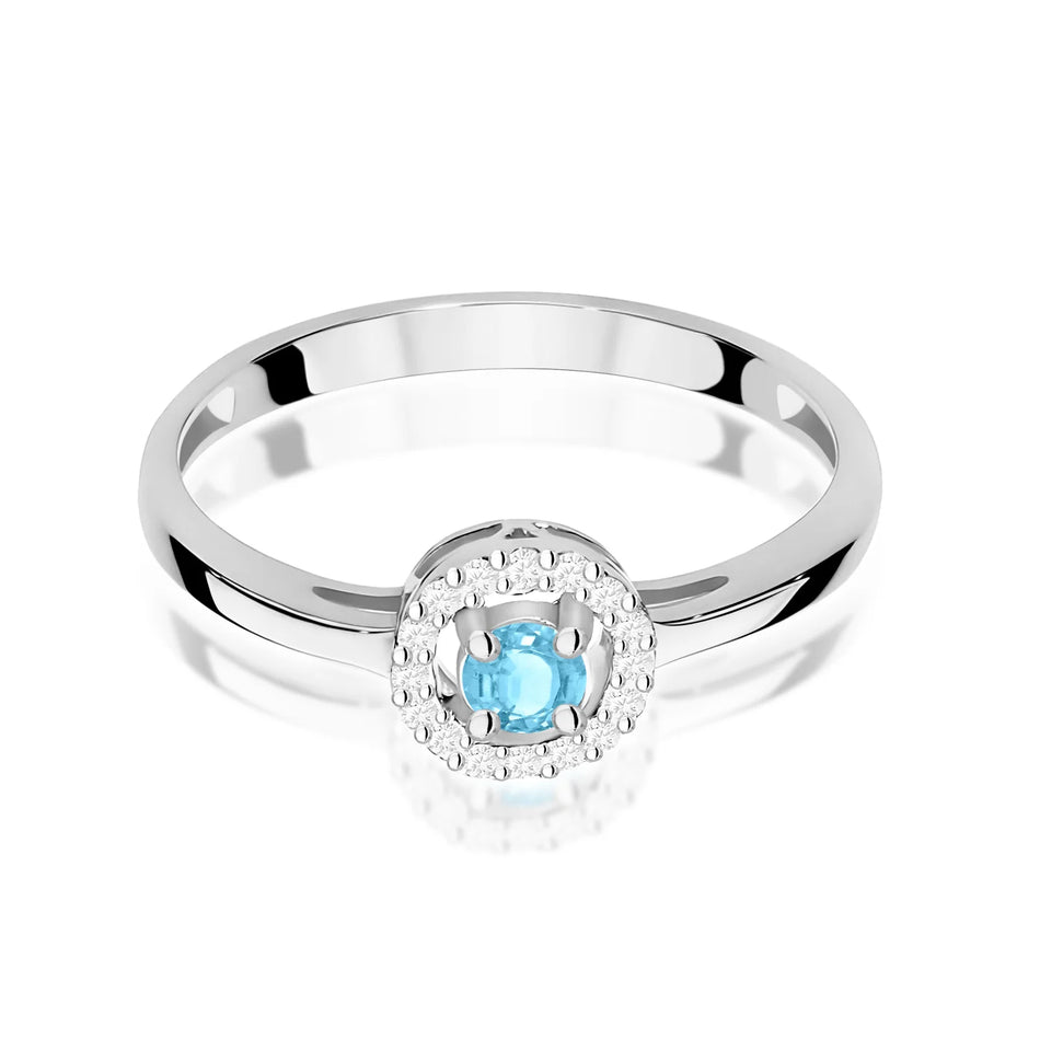 Prsteň z bieleho zlata s 0,15 ct topazom a 0,08 ct diamantmi