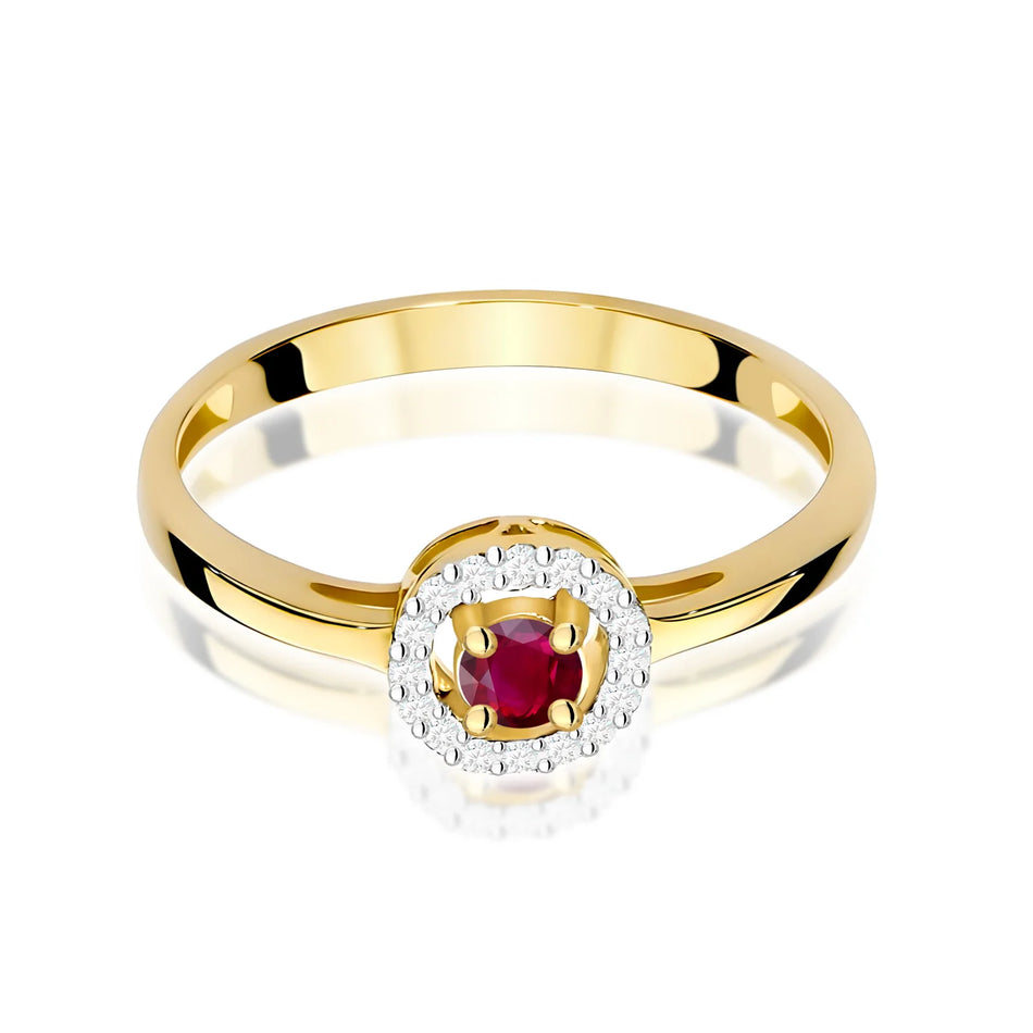Zlatý prsteň s 0,15 ct rubínom a 0,08 ct diamantmi