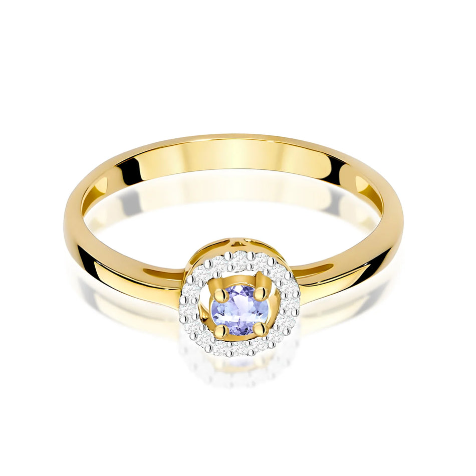 Zlatý prsteň s 0,15 ct tanzanitom a 0,08 ct diamantmi