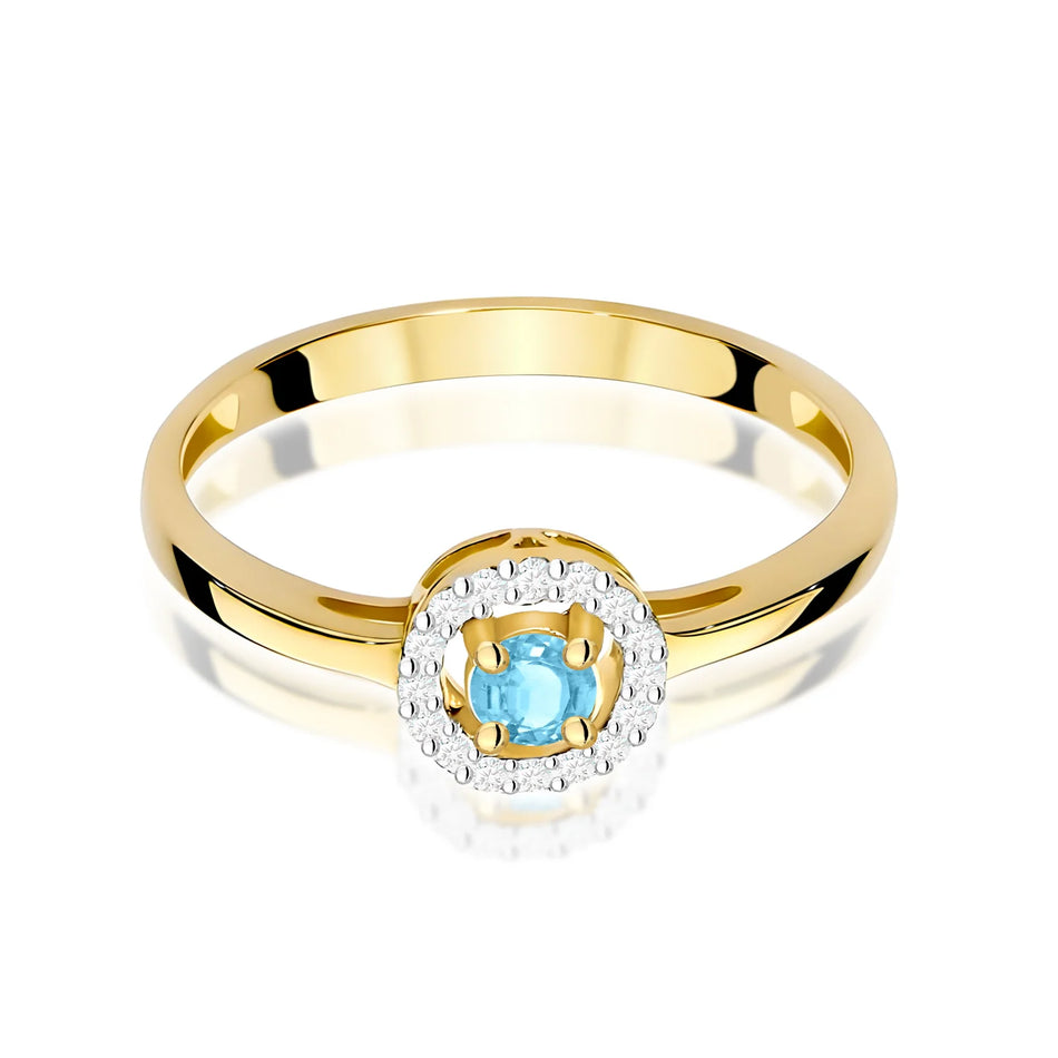 Zlatý prsteň s topásom 0,15 ct a diamantmi 0,08 ct