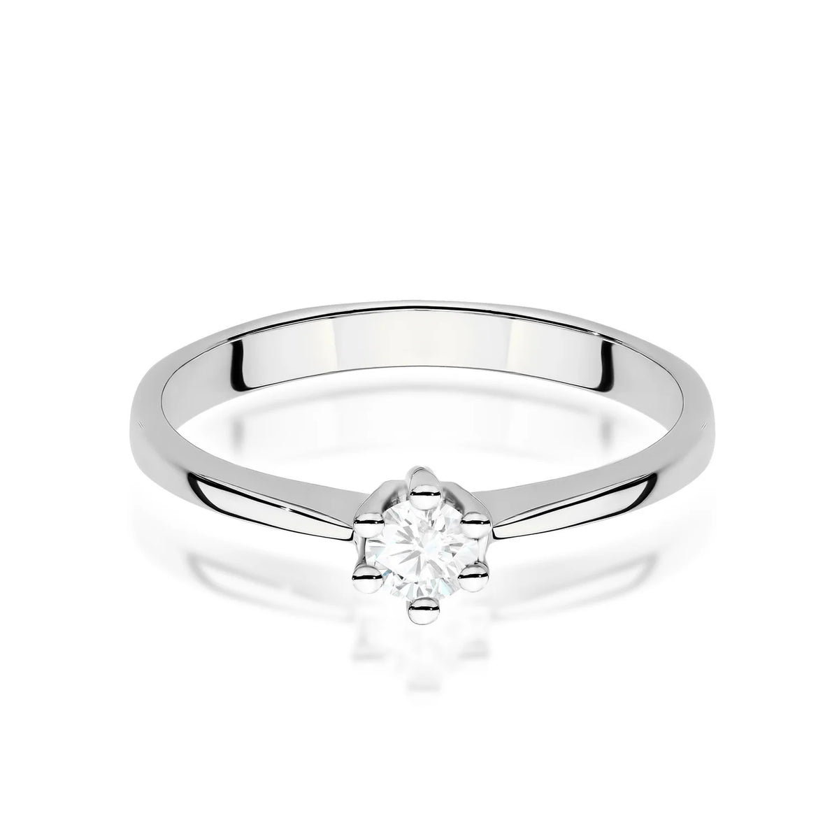 Prsteň z bieleho zlata s okrúhlym lab-grown diamantom 0,15 ct
