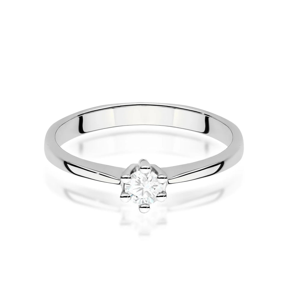 Prsteň z bieleho zlata s okrúhlym lab-grown diamantom 0,15 ct