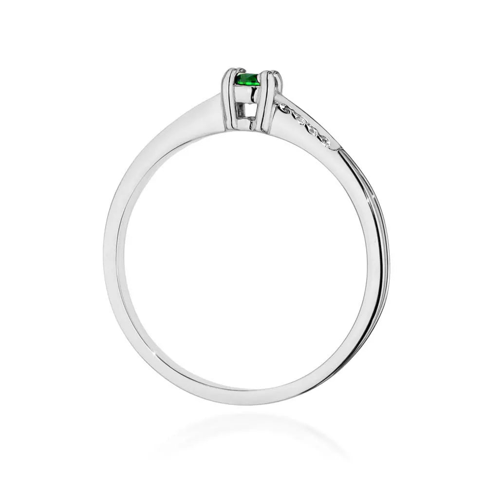 zlatý prsteň s 0,15 ct smaragdom a 0,04 ct diamantmi w0258-emg-01