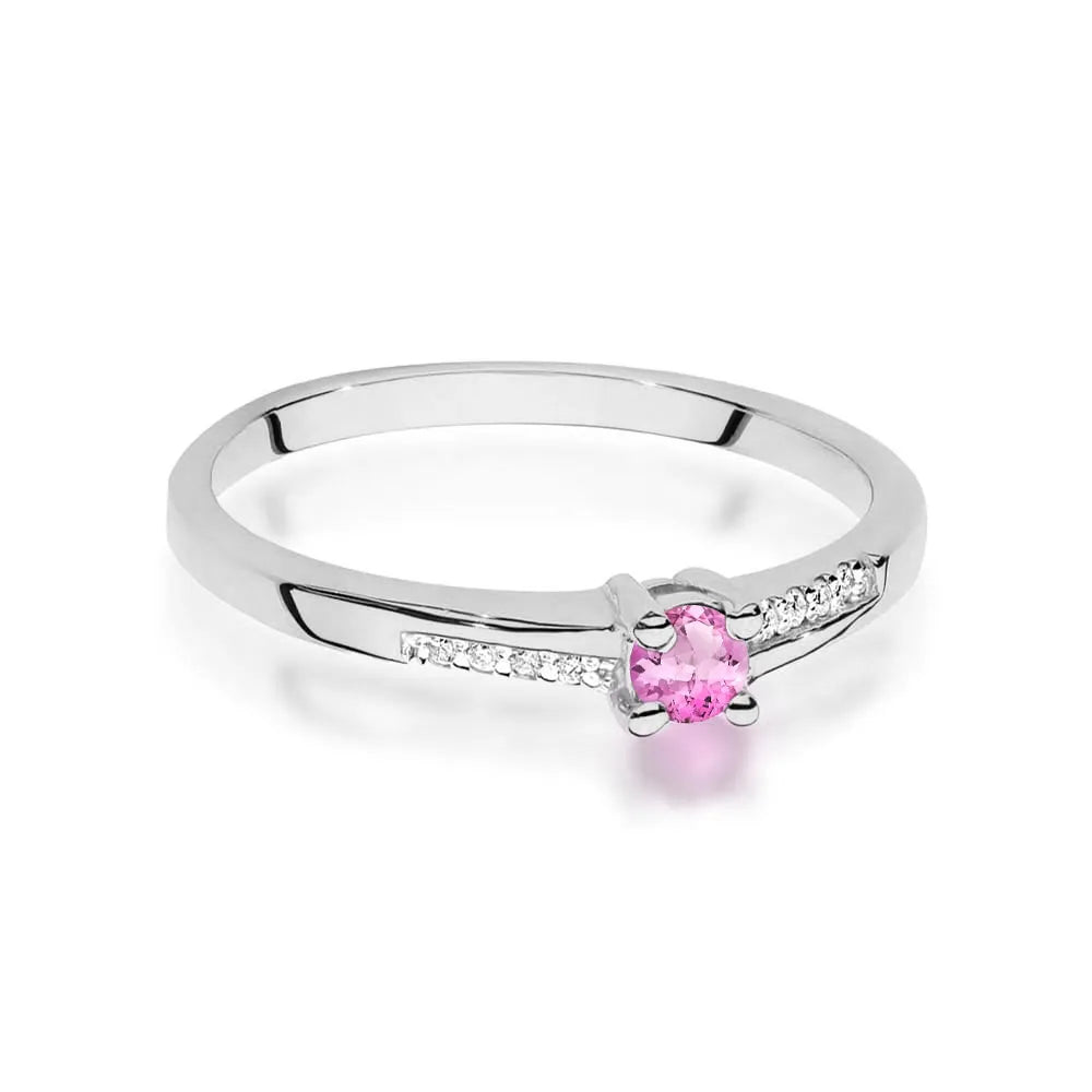 zlatý prsteň s 0,15 ct ružovým topásom a 0,04 ct diamantmi w0258-top-01