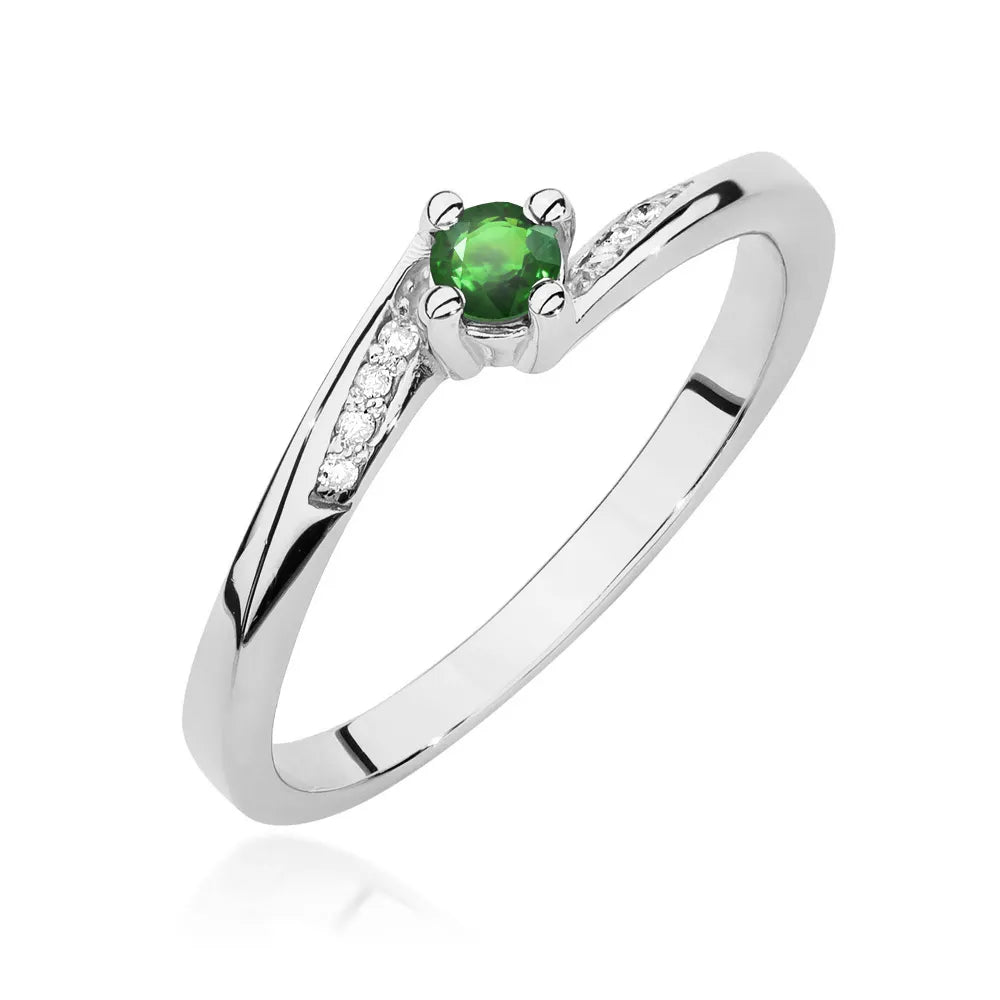 zlatý prsteň s 0,15 ct smaragdom a 0,04 ct diamantmi w0262-emg-01