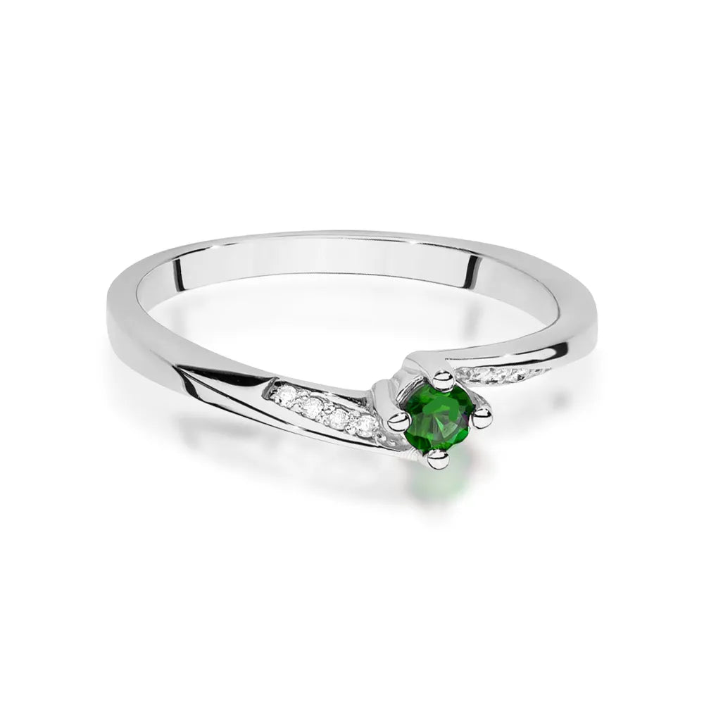 zlatý prsteň s 0,15 ct smaragdom a 0,04 ct diamantmi w0262-emg-01