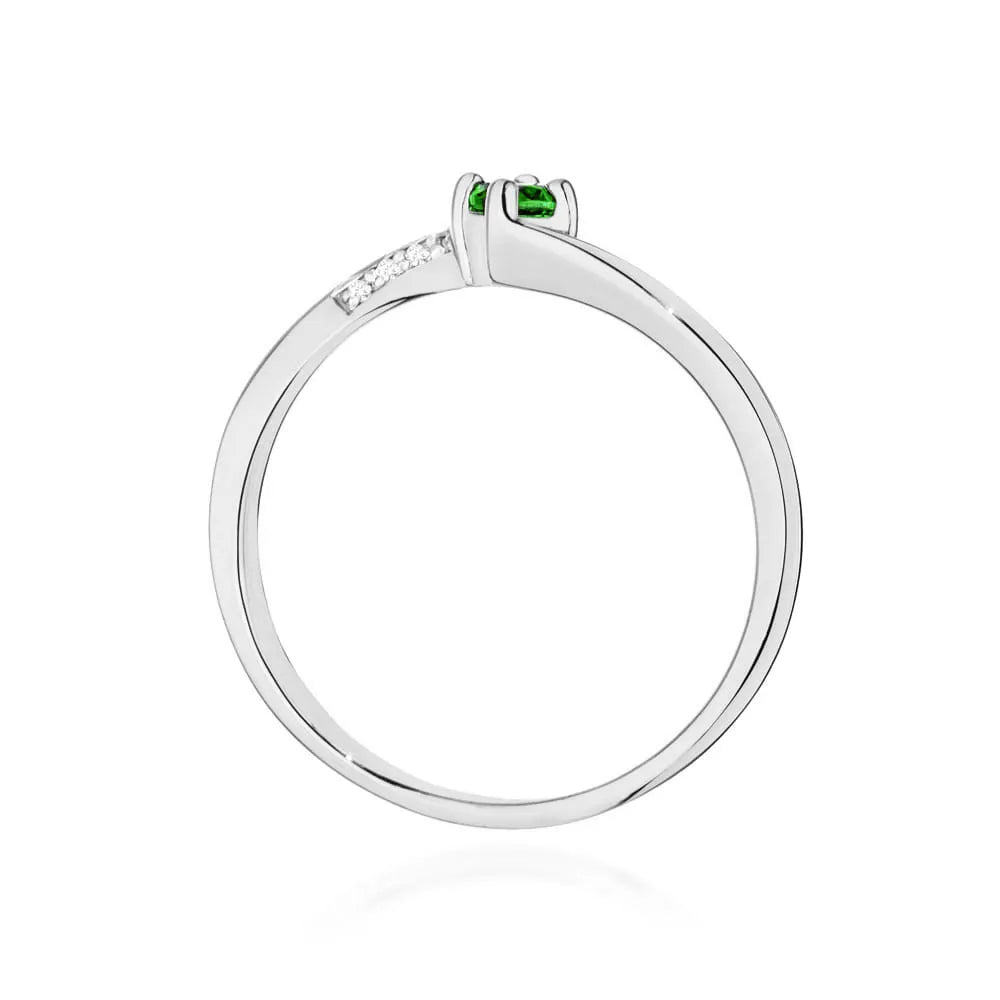 zlatý prsteň s 0,15 ct smaragdom a 0,04 ct diamantmi w0262-emg-01