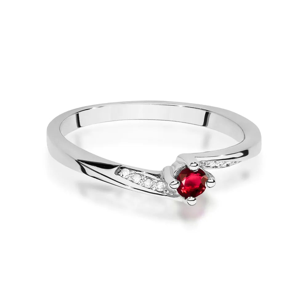 zlatý prsteň s 0,15 ct rubínom a 0,04 ct diamantmi w0262-rur-01