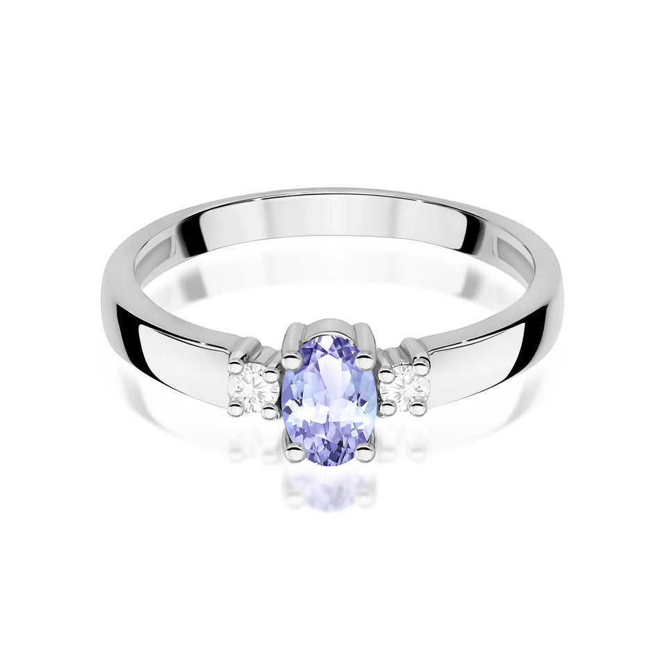 White Gold Ring with 0.40ct Tansanit and 0.08ct Diamonds