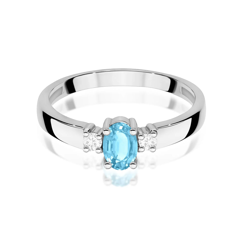 Prsteň z bieleho zlata s topásom 0,50 ct a diamantmi 0,08 ct