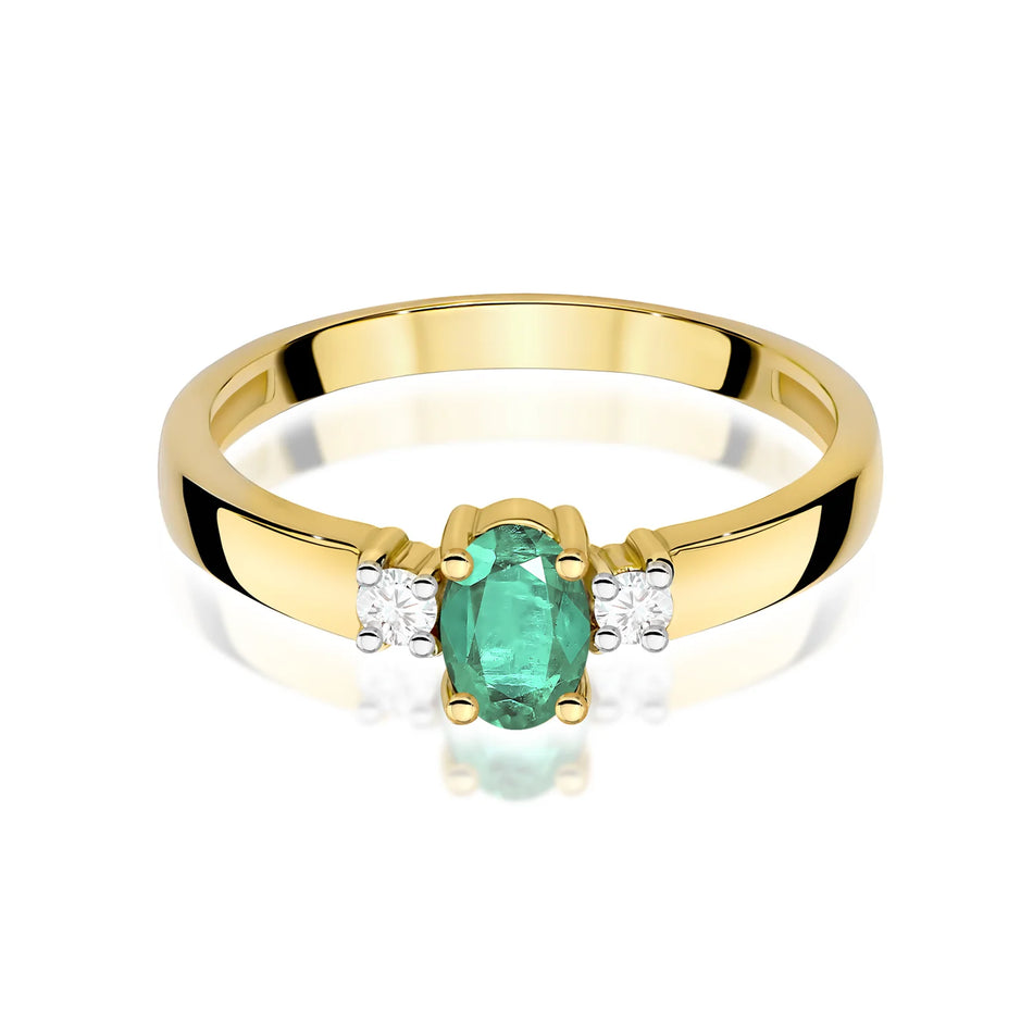 Zlatý prsteň s 0,40 ct smaragdom a 0,08 ct diamantmi