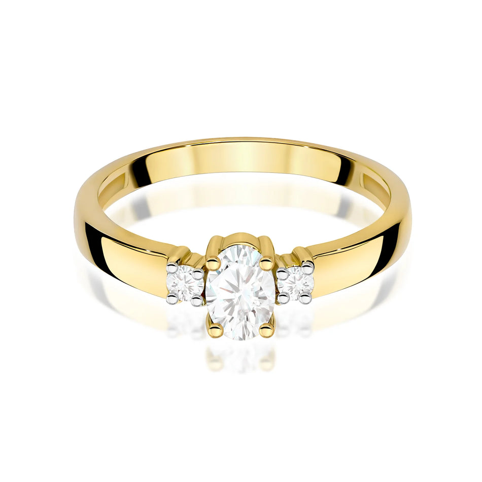Gold Ring with Lab-Grown Diamonds 0.40 ct and 0.08 ct