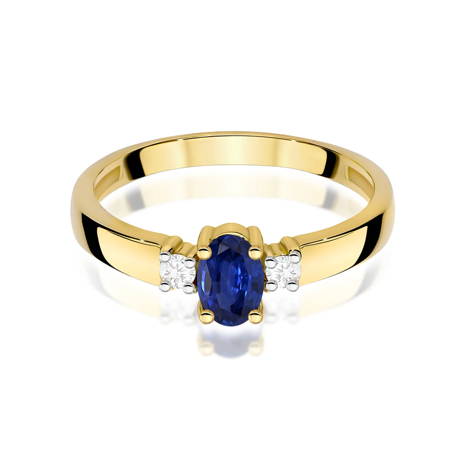 Zlatý prsteň so zafírom 0,70 ct a diamantmi 0,08 ct