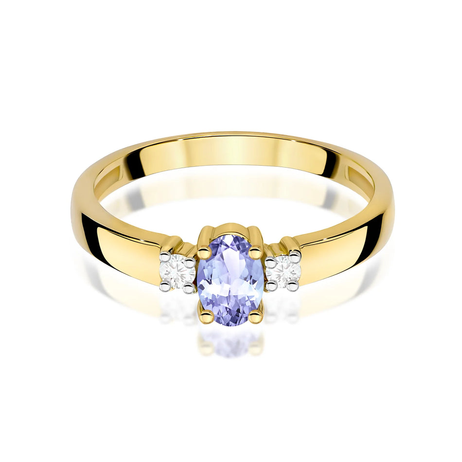 Zlatý prsteň s 0,40 ct tanzanitom a 0,08 ct diamantmi