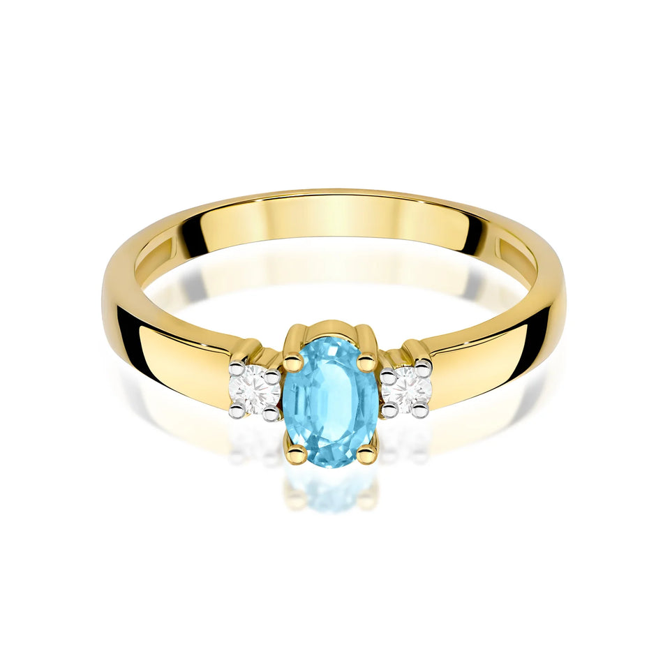 Zlatý prsteň s topásom 0,50 ct a diamantmi 0,08 ct