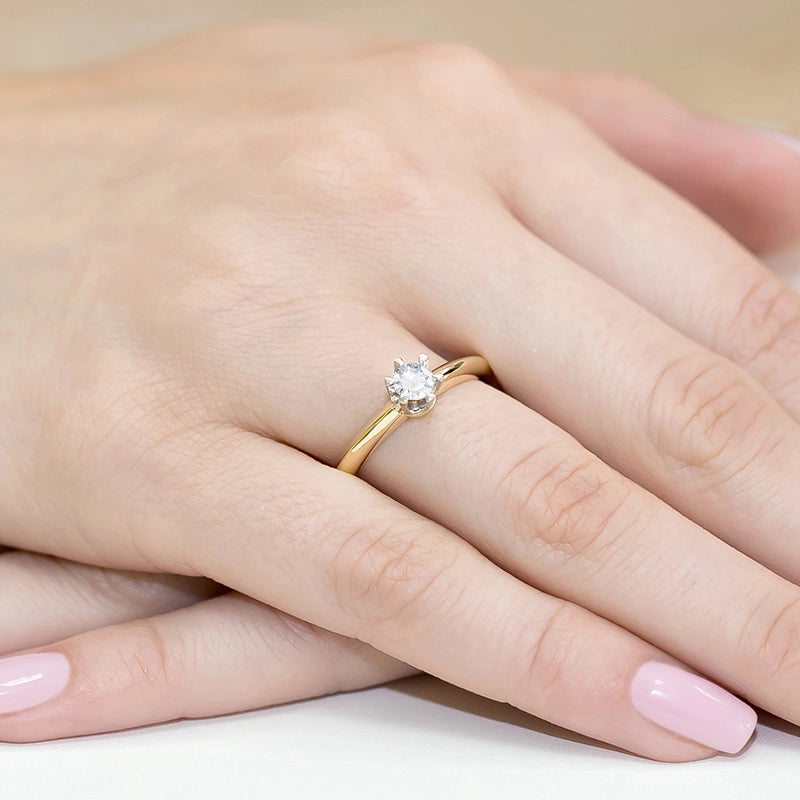 Prsteň zo žltého zlata s okrúhlym lab-grown diamantom 0,30 ct