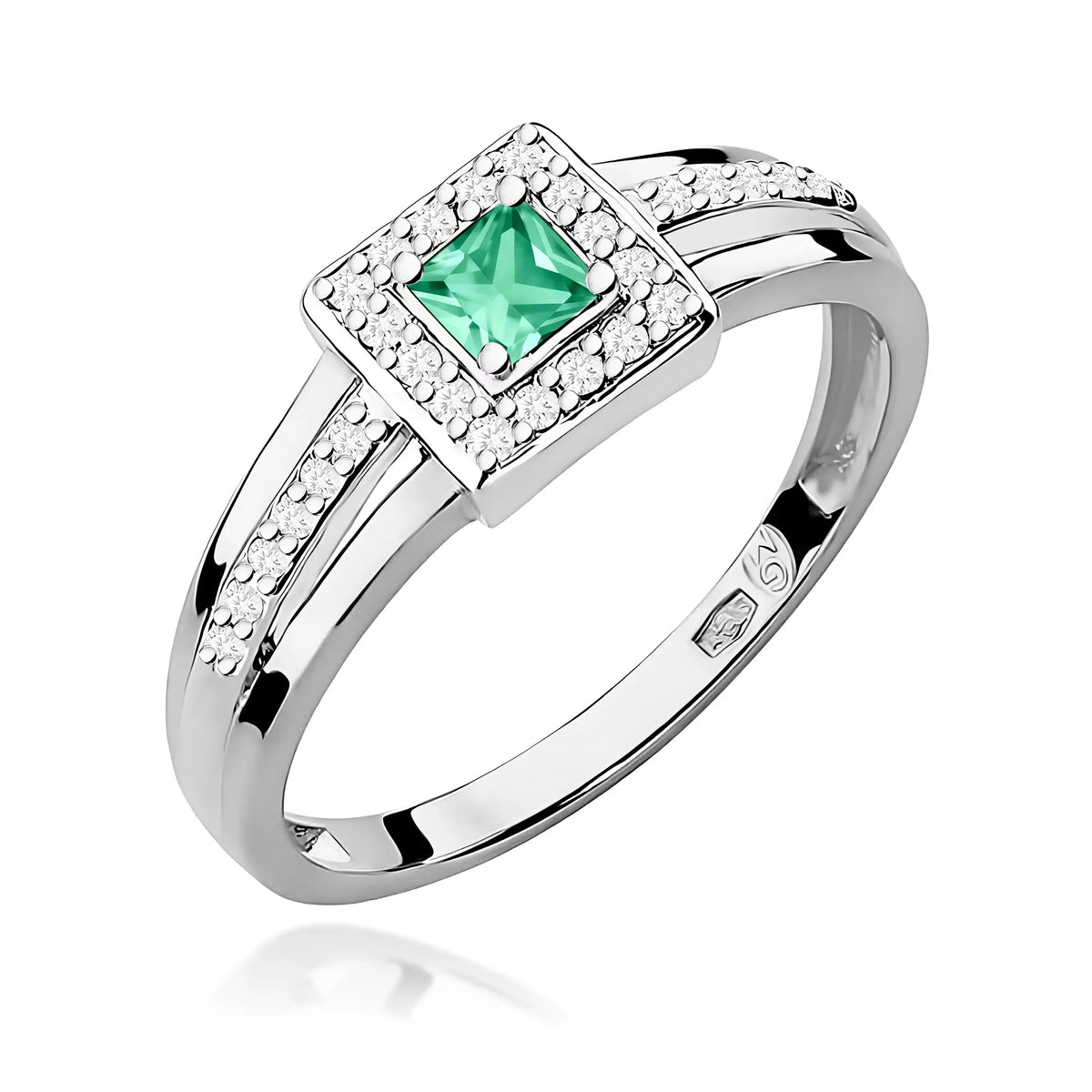 zlatý prsteň s 0,15 ct smaragdom a 0,14 ct diamantmi w0271-emg-01