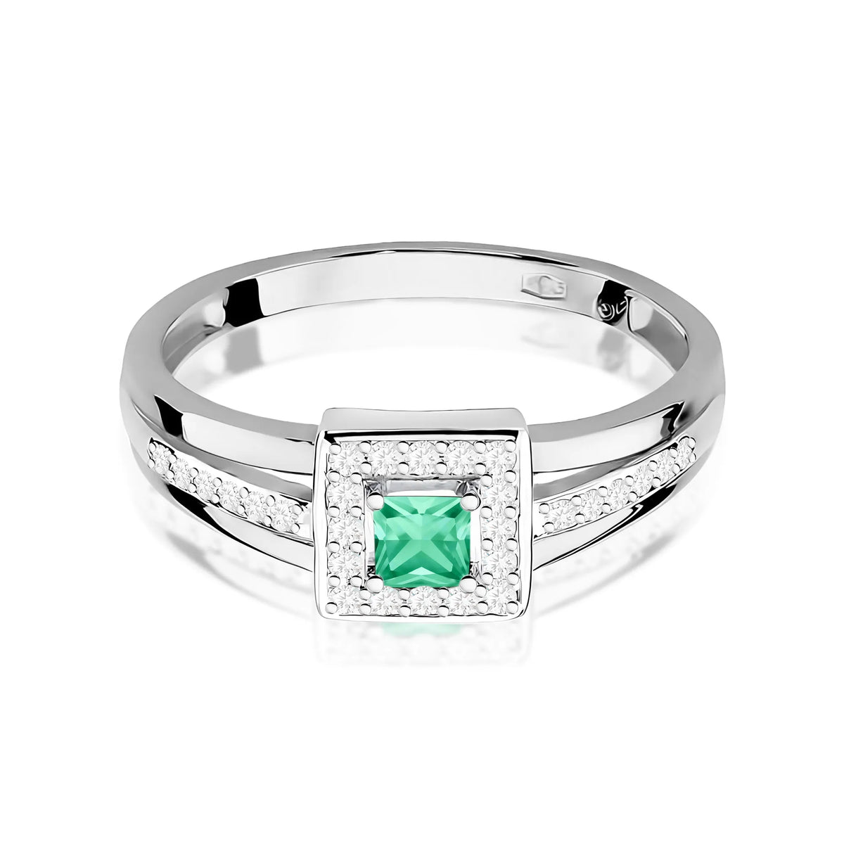 zlatý prsteň s 0,15 ct smaragdom a 0,14 ct diamantmi w0271-emg-01